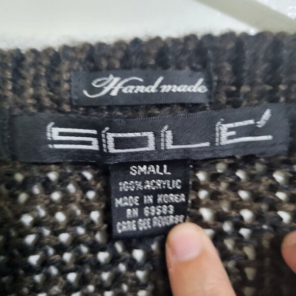 SOLE Men's Small VTG Sweater Brown/Black Pullover Retro Korea Ugly Old Money - Picture 2 of 5